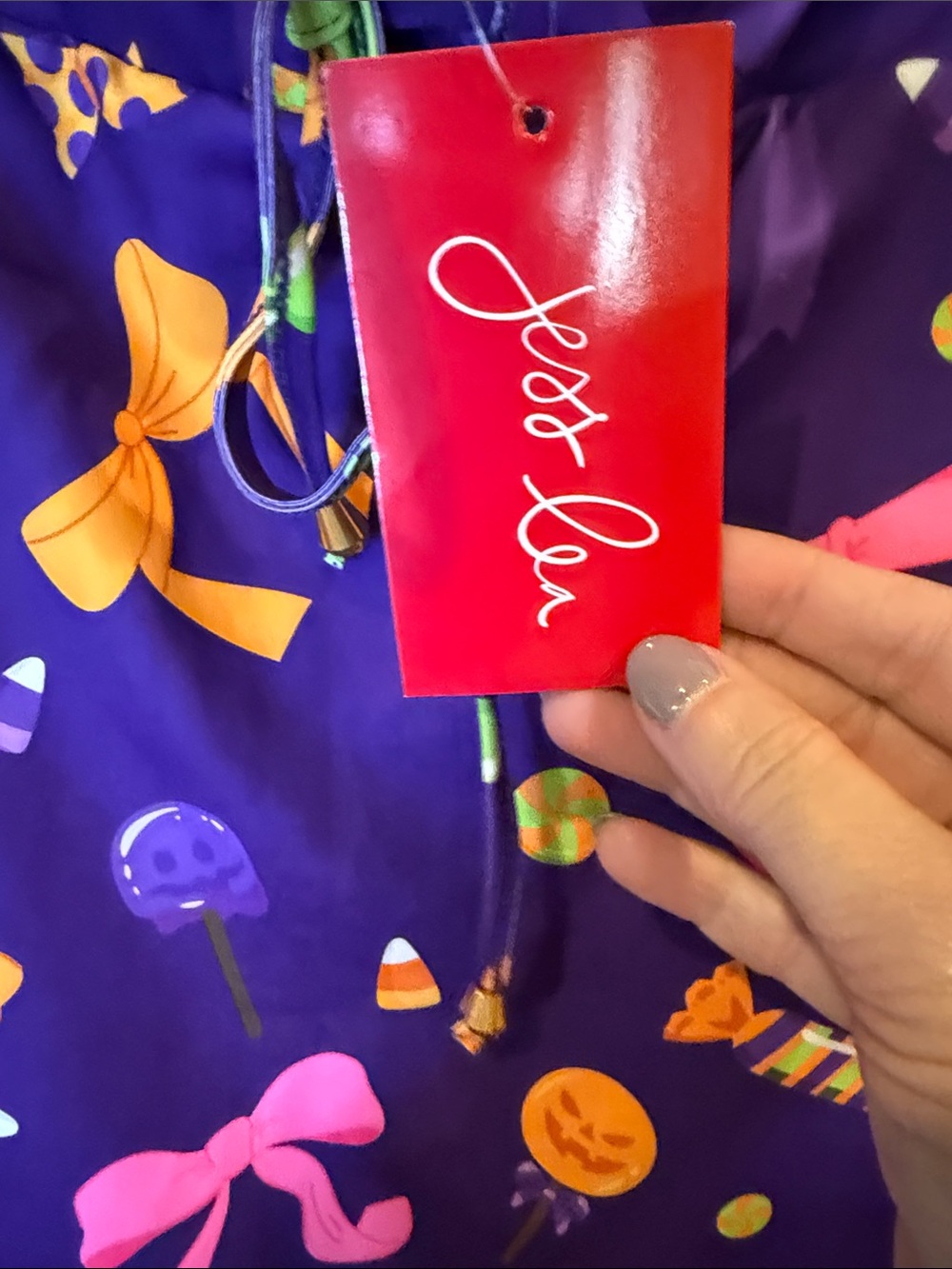 Bow & Candy Print Purple Drawstring Mini Skirt - Picture 7 of 9